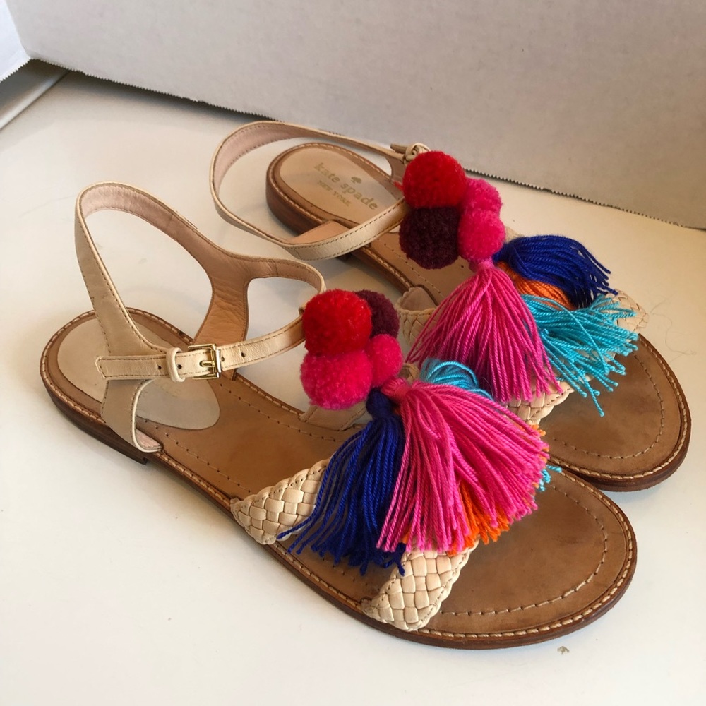 Kate spade sunset strappy pompom sandals - Picture 3 of 14